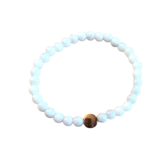 Unbranded Jewelry - Bracelet Simulated Gemstone White Howlite Gold Charm Girls Teen